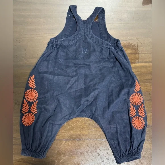 Banana Republic Baby 12-18 Month Navy Blue Linen Embroidered Jumper - Picture 2 of 13